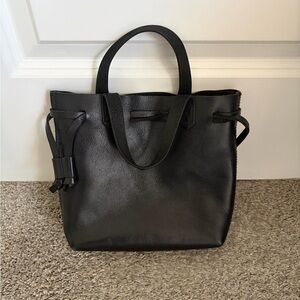 Madewell Small Black Leather Tote - 9.5in tall and 8in wide